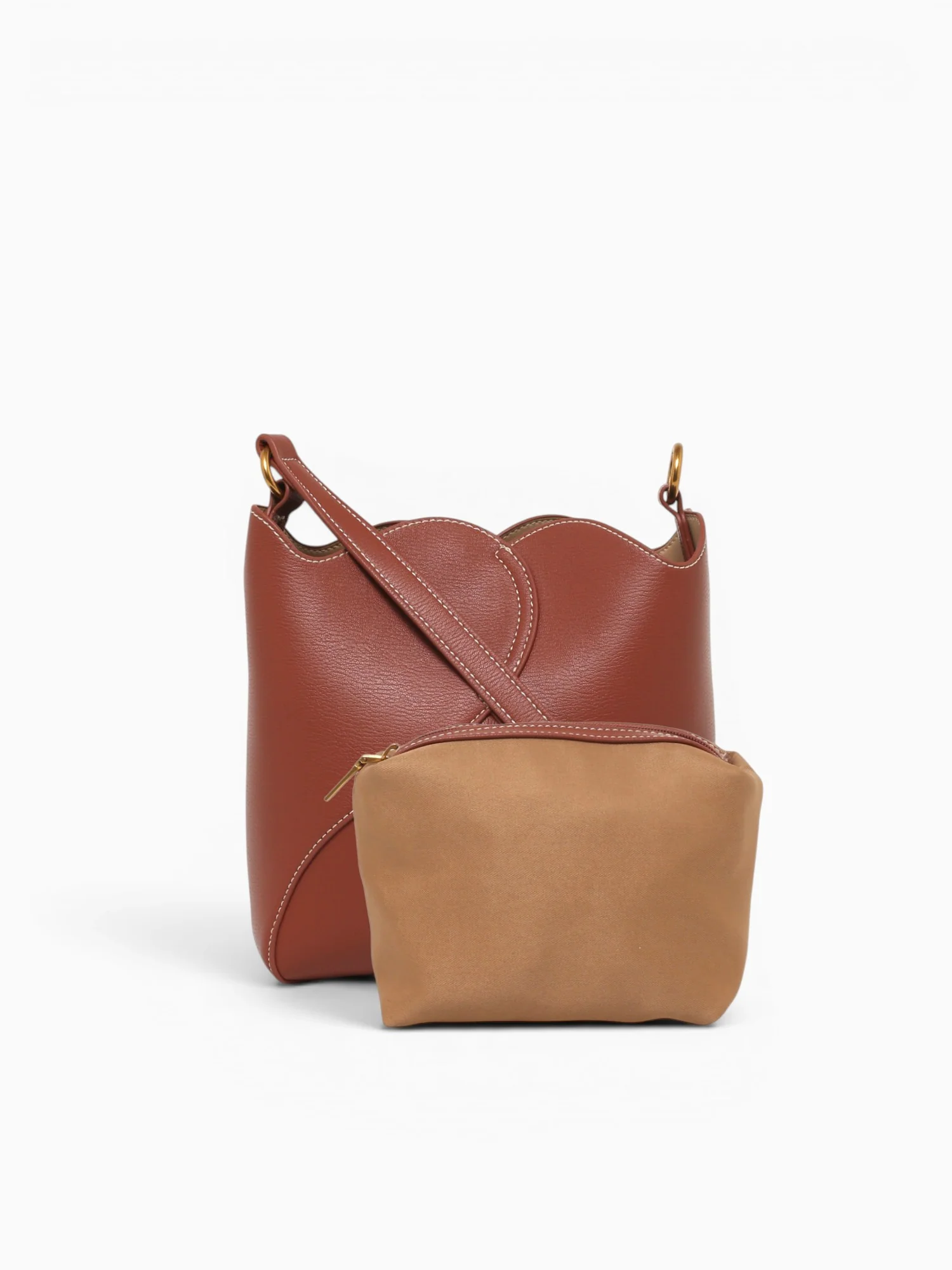 Curved Shoulder Bag Tan - Image 4
