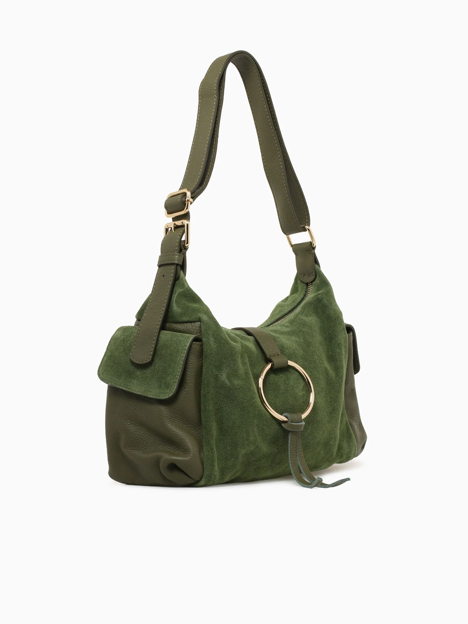 Sattas Suede Match Shoulder Bag Green - Image 2