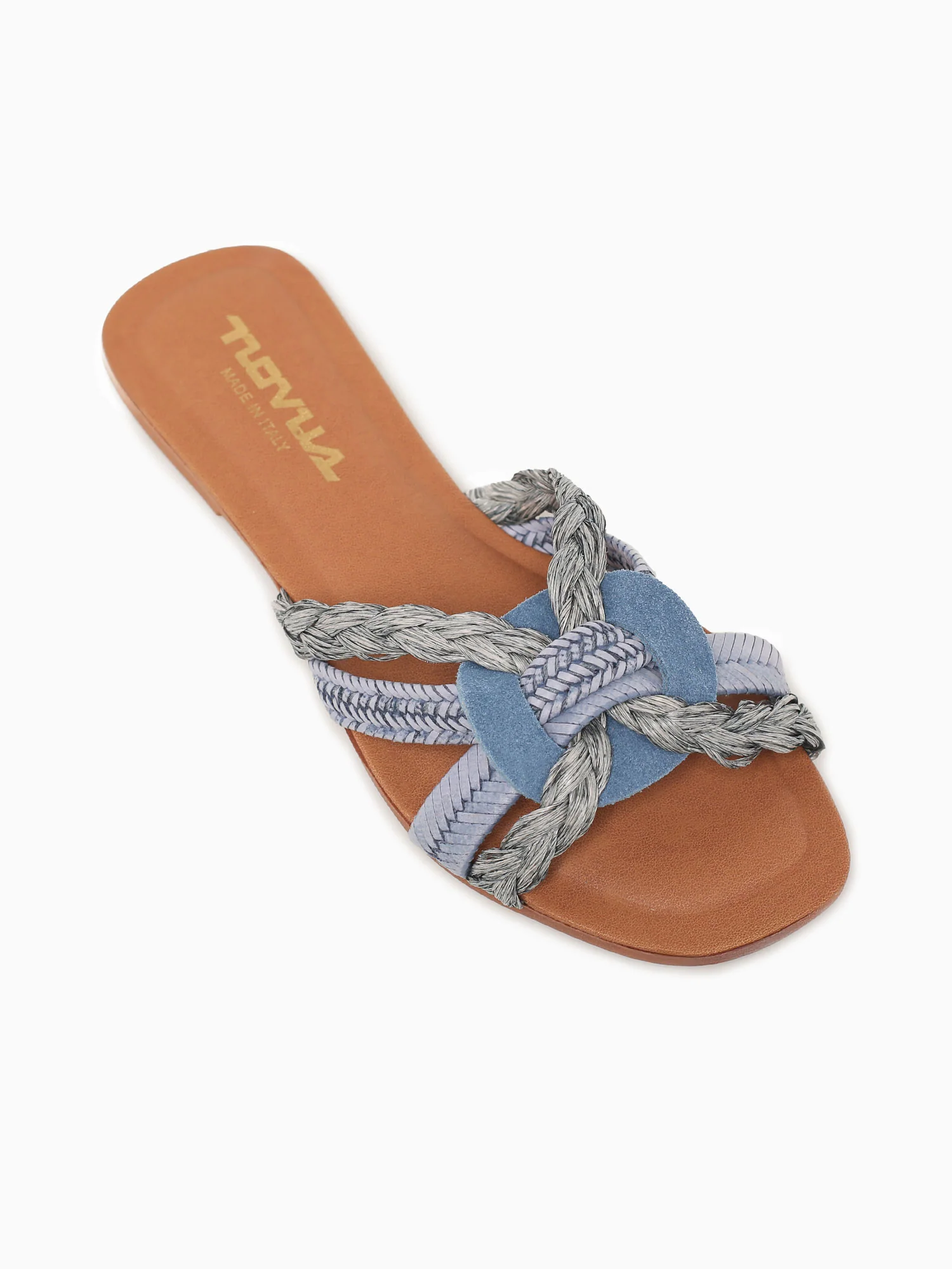 994p Blue Leather Raffia - Image 5