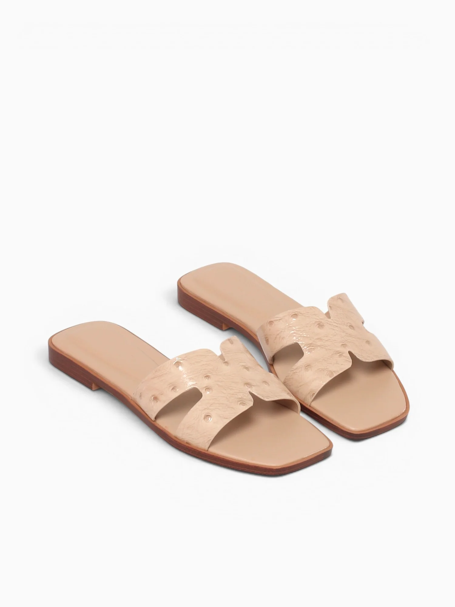 Dayness Beige Ostrich Print Leather - Image 5