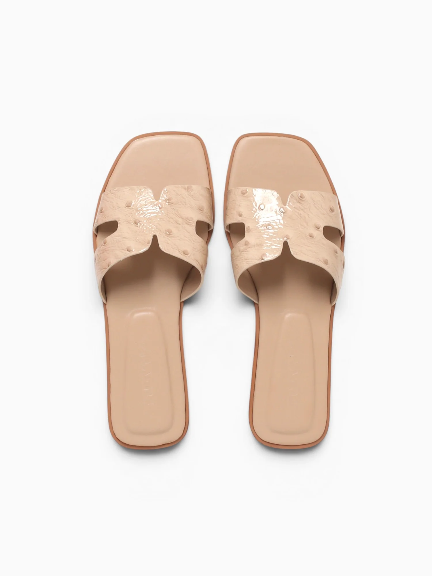 Dayness Beige Ostrich Print Leather - Image 6