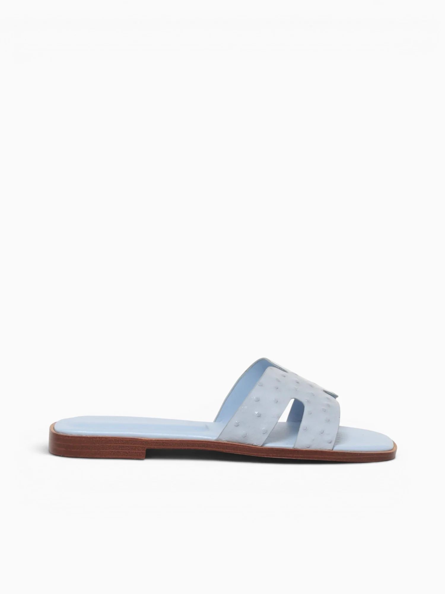 Dayness Blue Ostrich Print Leather