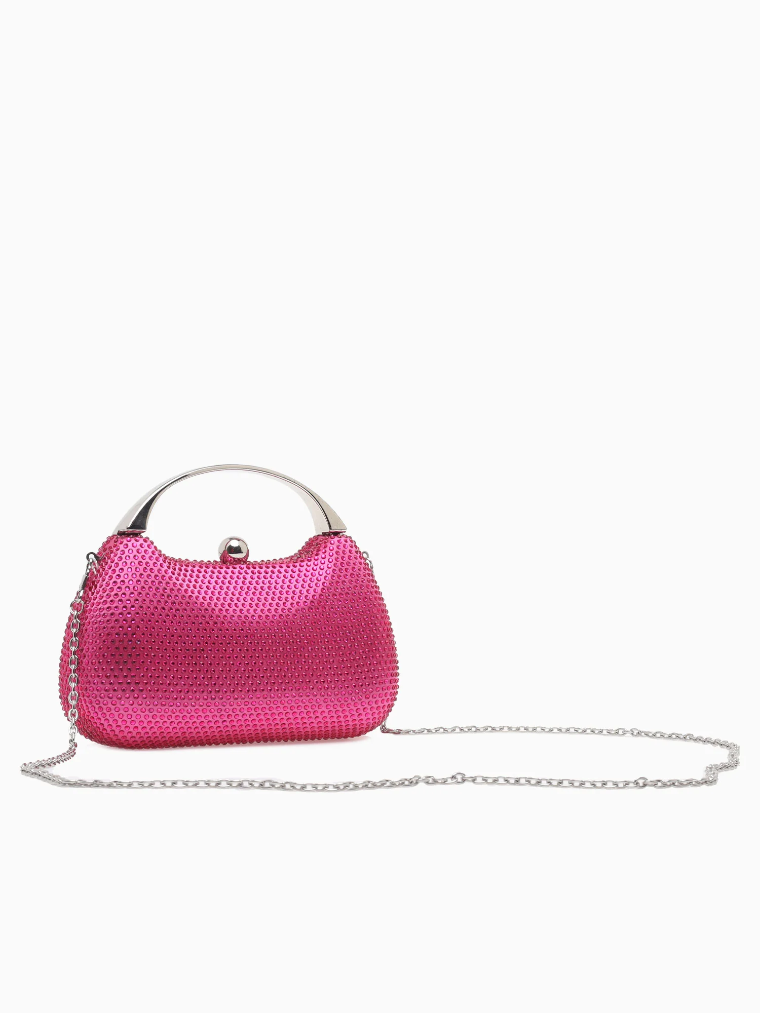 Rhinestone Metal Top Handle Fuschia - Image 3